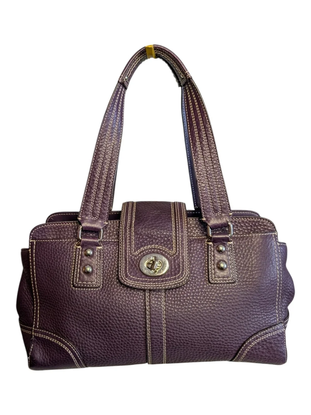Coach Y2K Hamptons Pebbled Leather Satchel #F13961, Purple, EUC!
